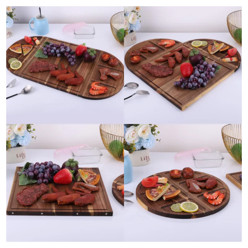 

Japanese Style Solid Wood Fruit Plate Wooden Tray Multi-size High-value Fruit Tray Snack Plate with Grooves Magnetic for Fruits