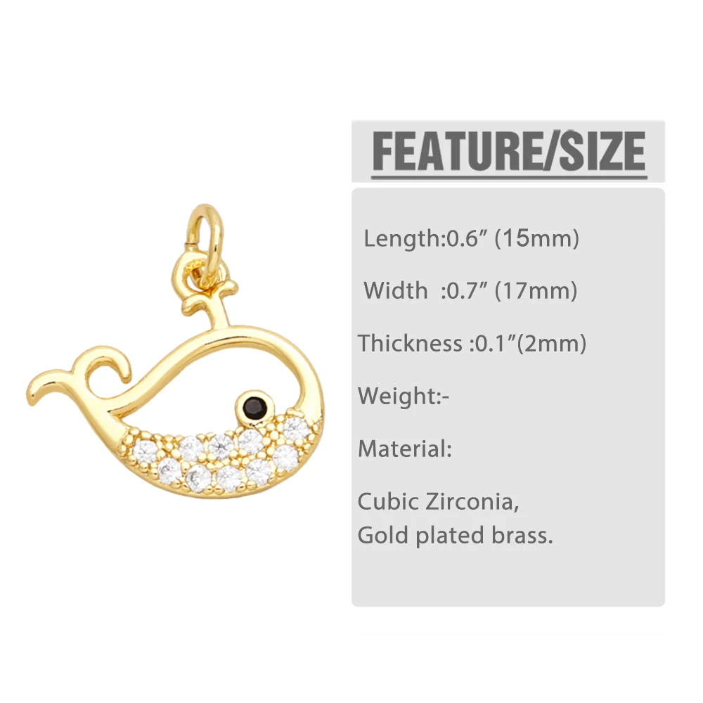 OCESRIO Crystal Little Animal Charms for Bracelet Earring Copper Gold Plated Whale Bird Dog Jewelry Making Supplies chma227