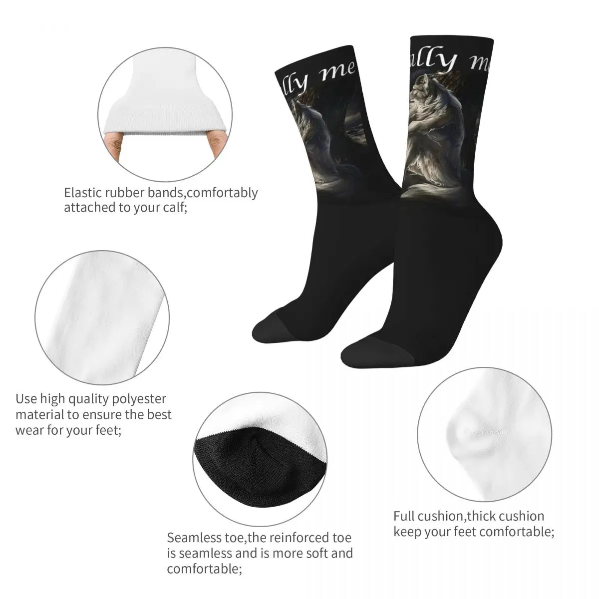 Literally Me Wolf Socks Funny Meme Theme Harajuku Stockings Couple High Quality Outdoor Socks Autumn Pattern Non Slip Socks — zdjęcie 7