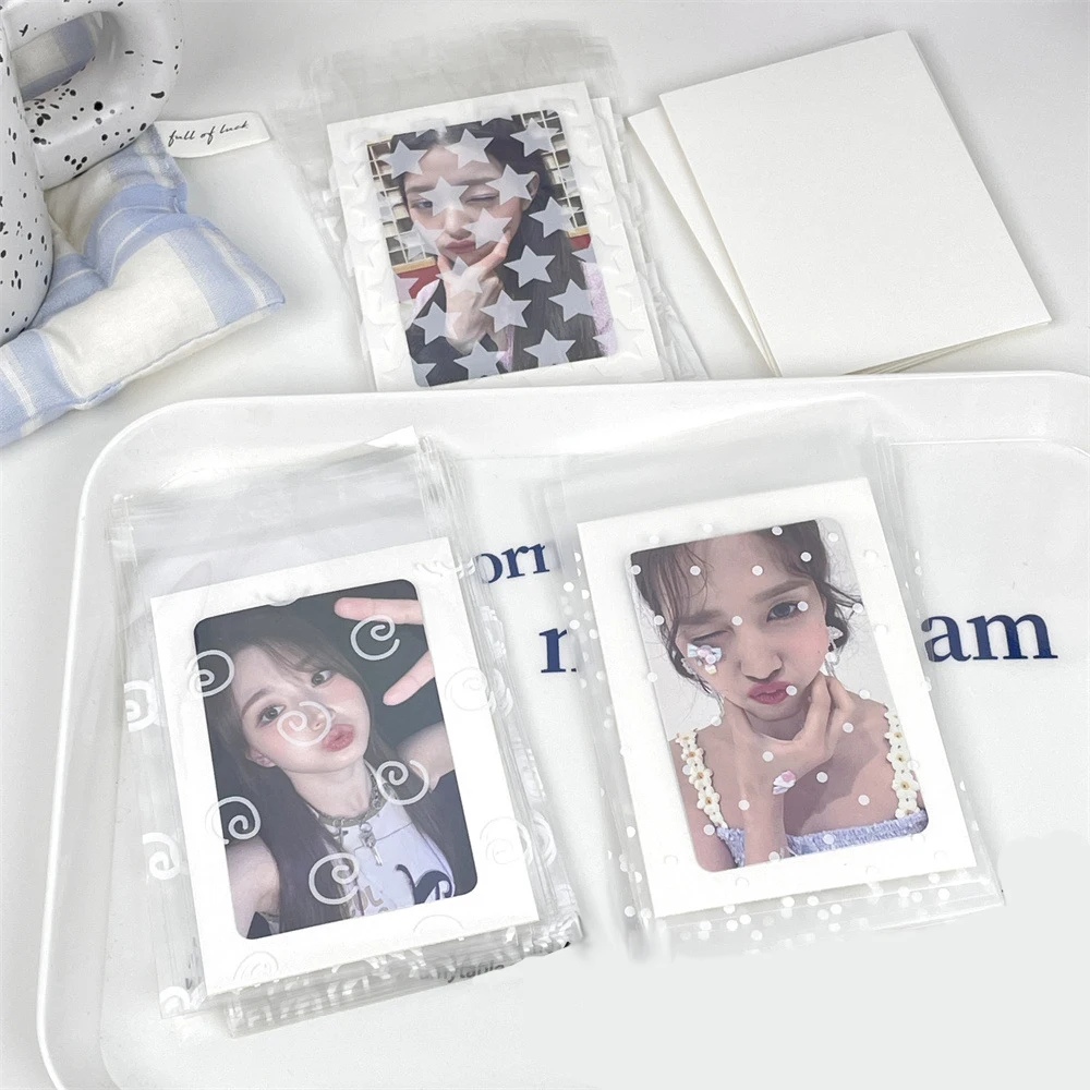 50Pcs/pack Transparent Self-adhesive Opp Bag INS Korean Idol Photo Cards Protective Sleeves Storage Bag Photocard Card Sleeves