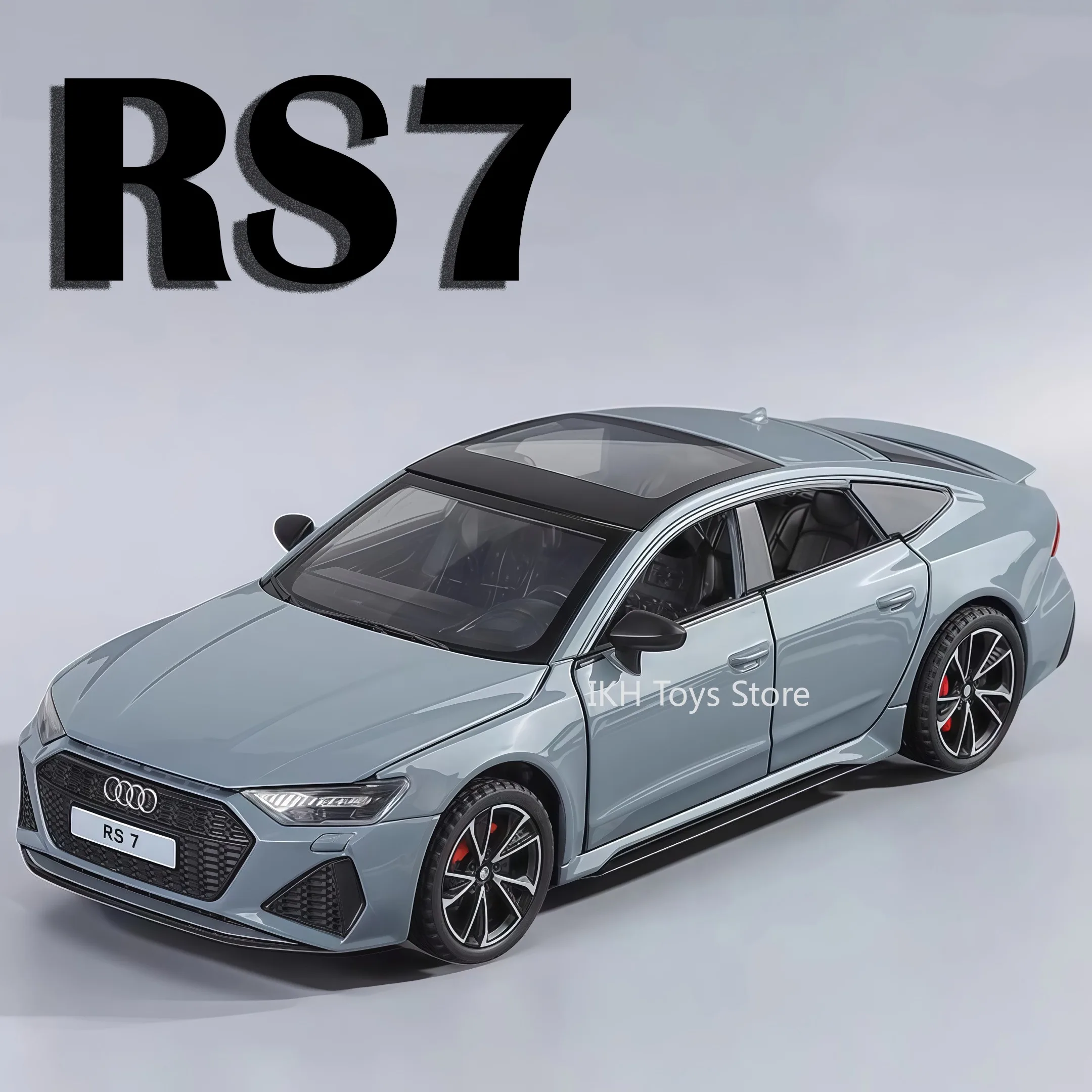 

1:32 Scale RS7 RS6 Model Toy Miniature Cars Alloy Diecast Sound Light Doors Opened Pull Back Simulation Vehicles for Kids Gifts