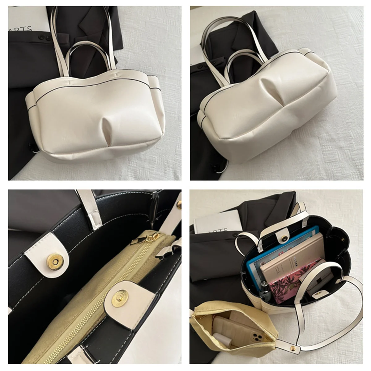 حقيبة يد نسائية جديدة، حقيبة حمل ركاب بنية أنيقة ذات سعة كبيرة، حقيبة الأم والابنة، حقيبة تسوق