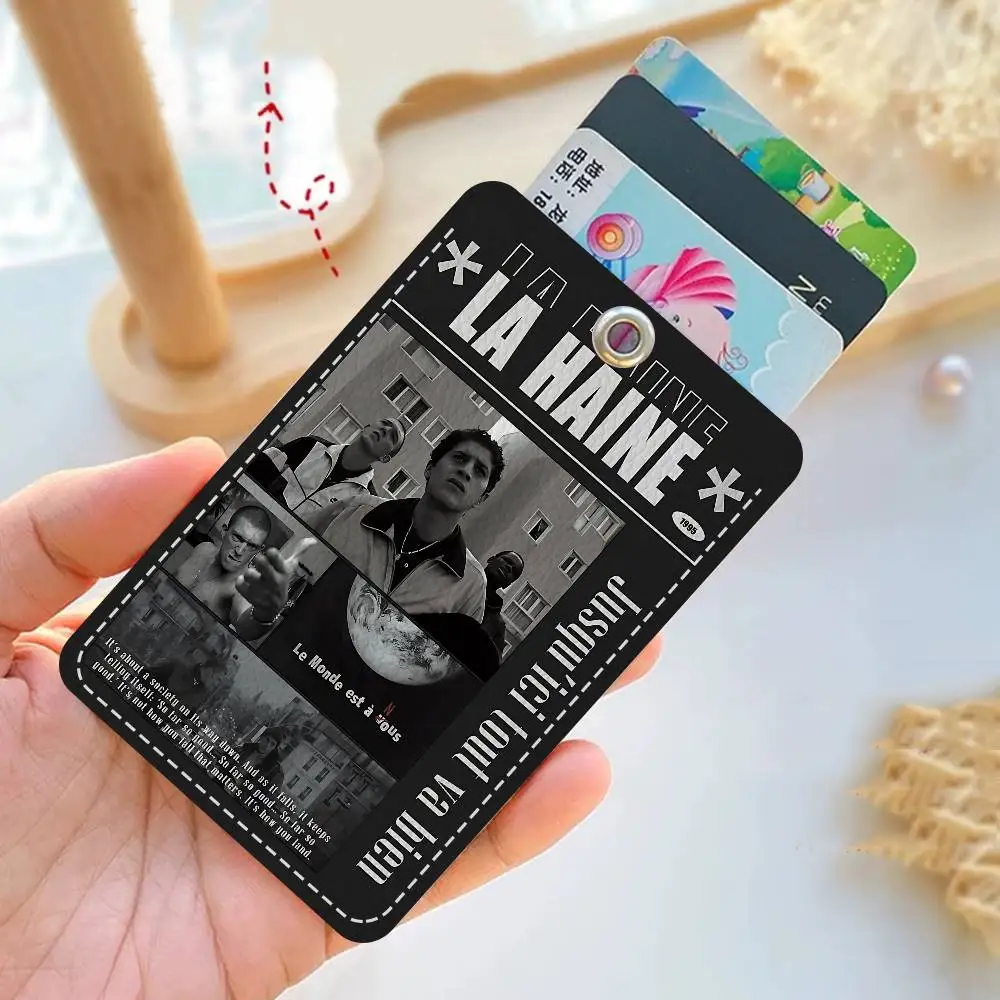 La Haine 1995 Movies Prints Style PU حامل بطاقة الوصول مع سلسلة مفاتيح - الحماية التنفيذية لبطاقة البنك، مترو الأنفاق، حافظة بطاقة الحافلة