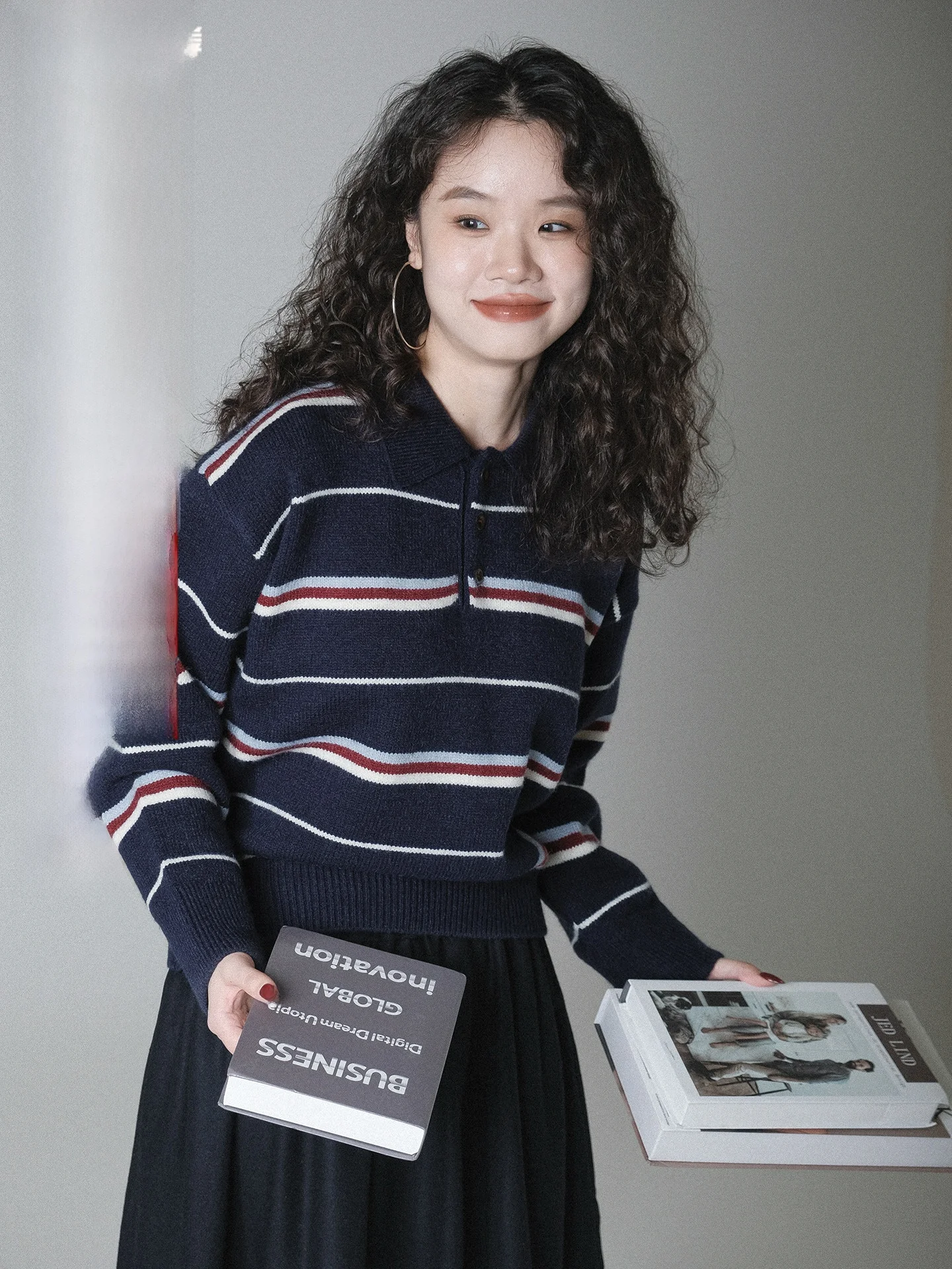 

Casual Striped Knitwear Long Sve Collar Loose Fit Warm Polyester Blend Fiber Women's Autumn Faion Commute Sle Swe...