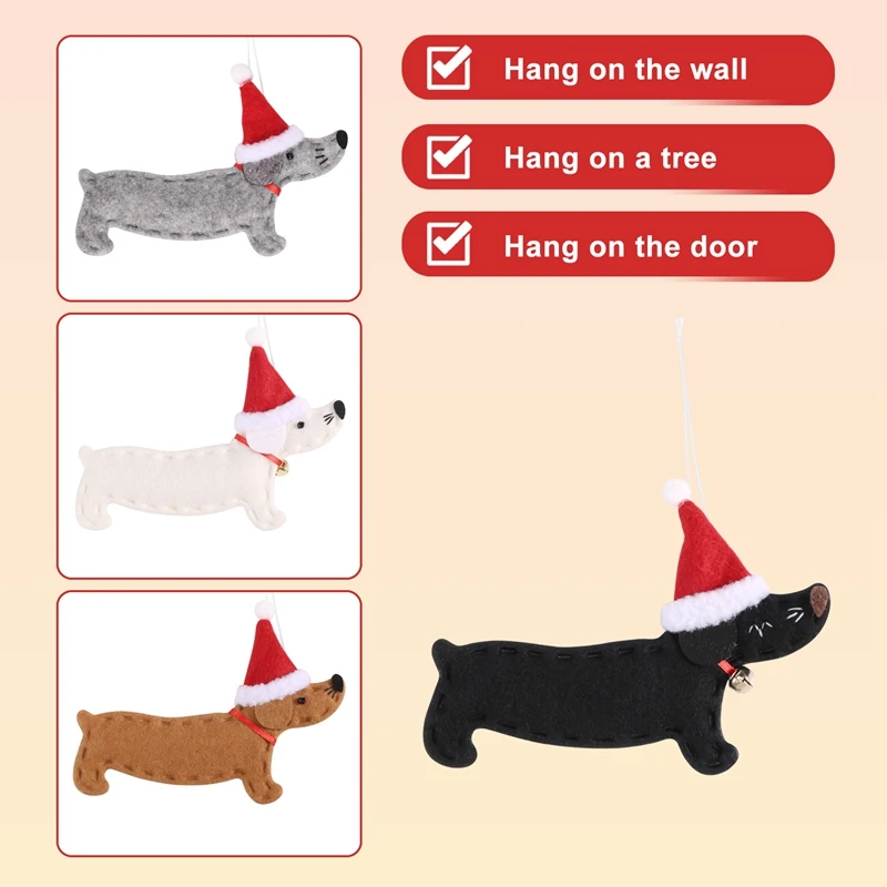 4Pcs Christmas Ornaments Xmas Gift Dachshund Christmas Tree Decoration Doll Pendant Hang Decorations For Home