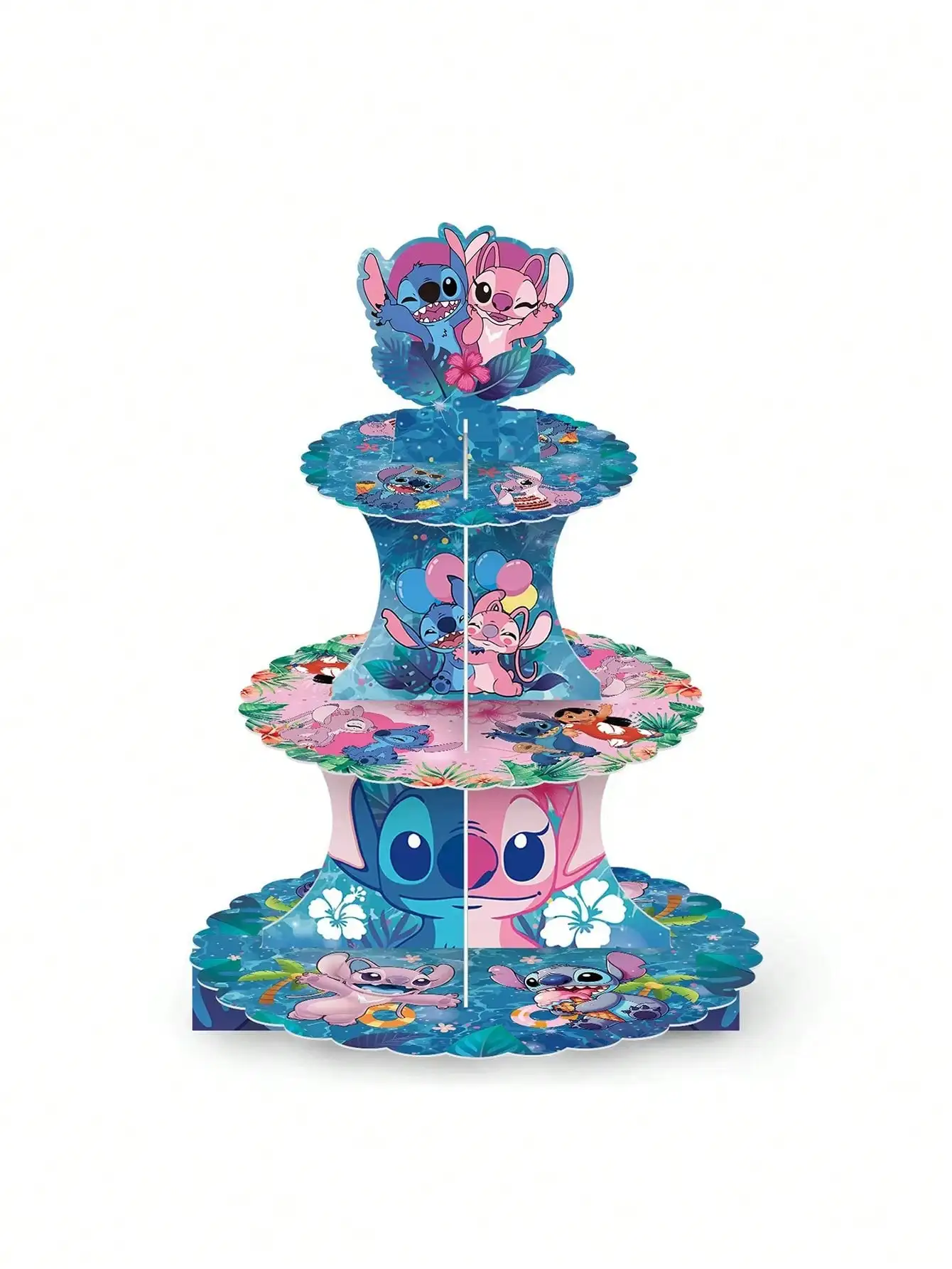 Support de fête de personnage de dessin animé à 3 couches, personnages festifs vibrants pour fêtes de vacances, anniversaires, décorations de mariages