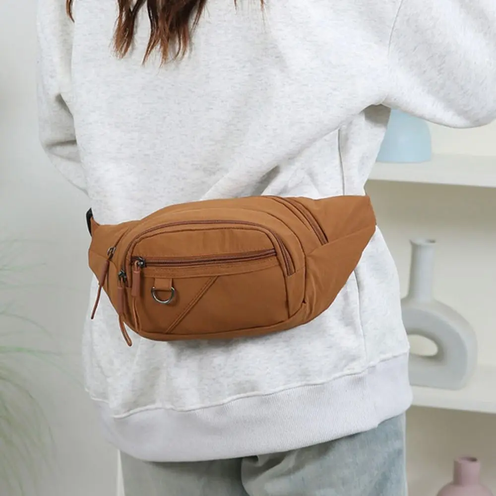 New Nylon Waist Bag Wear Resistant Large Capacity Belt Bag Solid Color Fanny Pack Travel