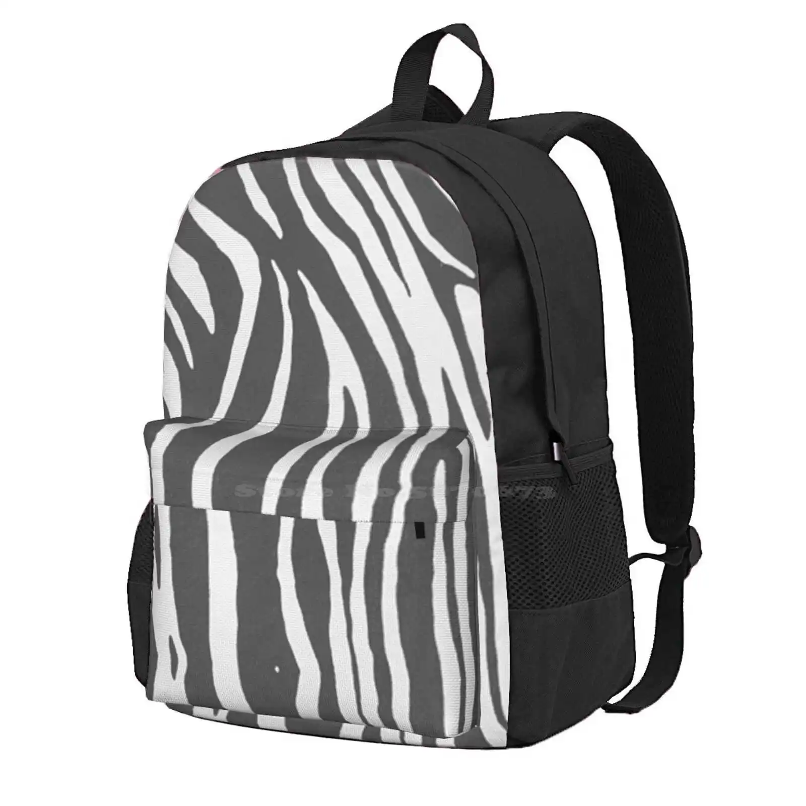 

Chic Grey Zebra Print Hot Sale Schoolbag Backpack Fashion Bags Zebra Nature Animal Black White Background Pattern Skin Wildlife