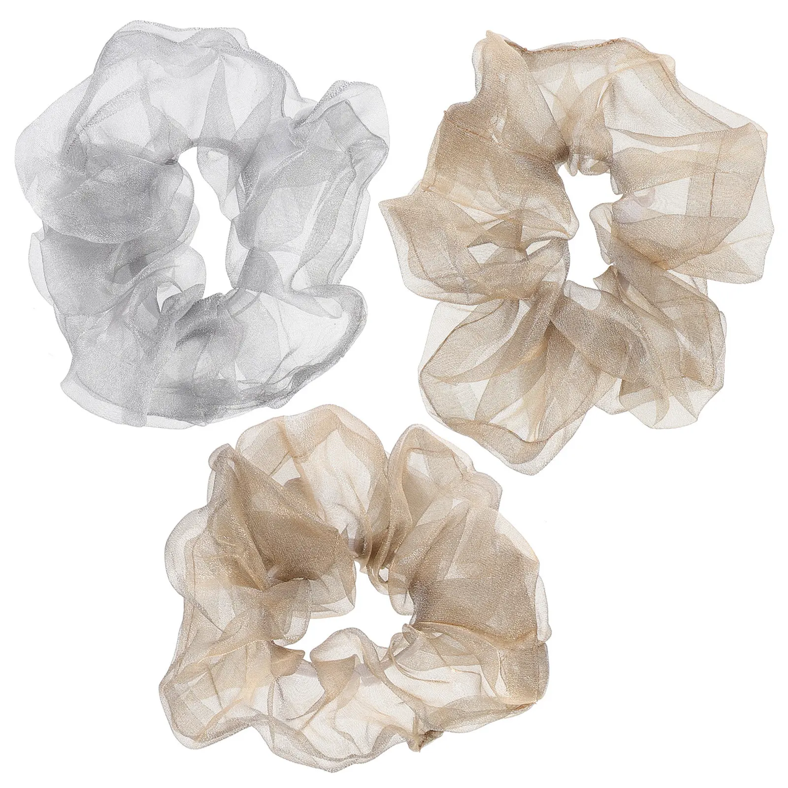 

Набор из 3 винтажных резинок для волос: эластичные резинки-скранчи для женщин, блестящие, прозрачные, стильные, удобные, подходят для большинства размеров, идеально подходят