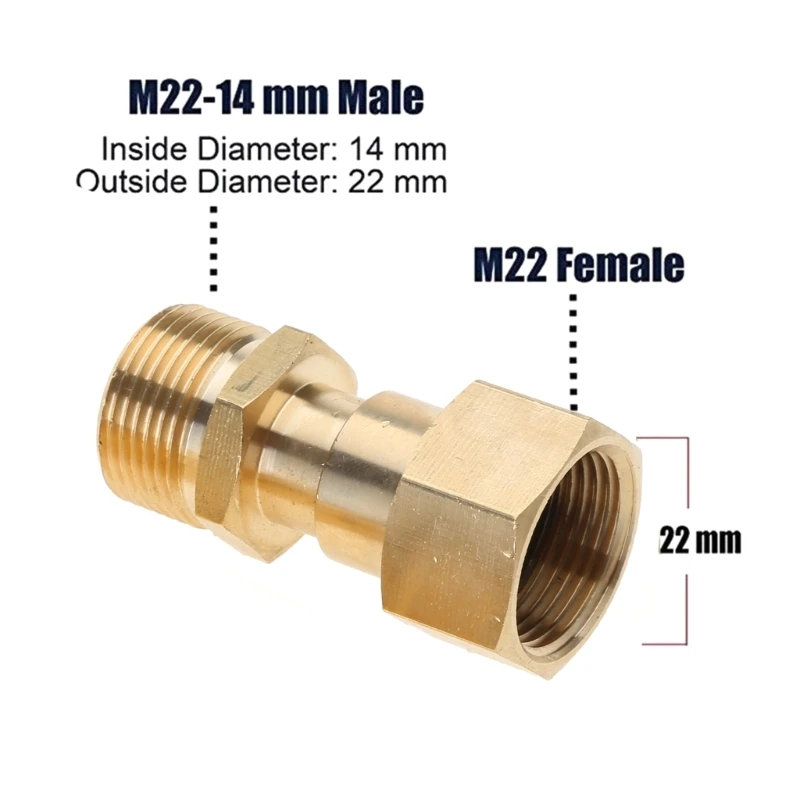 Adaptador para arandela presión latón, conector junta giratoria para lavadora a presión M22 14mm, adaptador