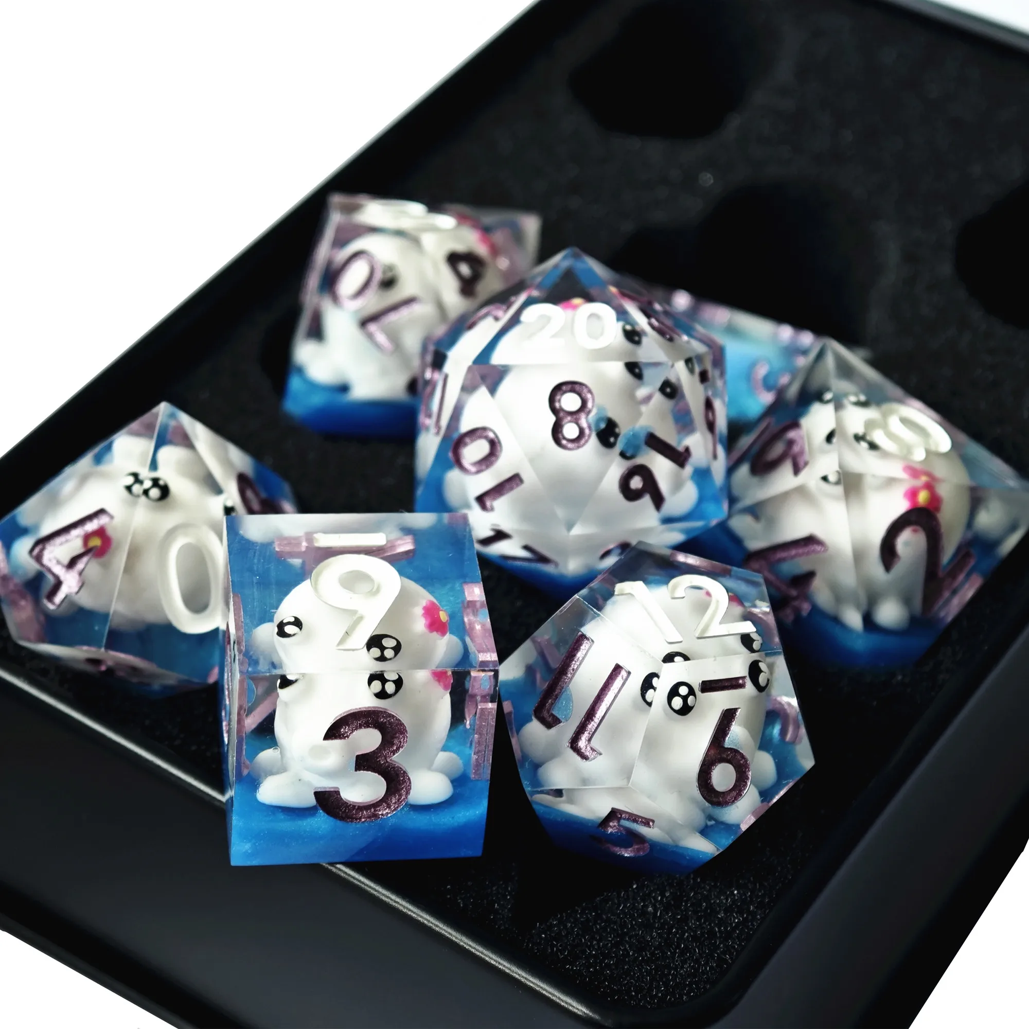 MINI PLANET DND Cartoon Jellyfish Dice Set Sharp Handmade Resin Dice for Dungeons&Dragons Tabletop Game Polyhedral Dice D6 D20