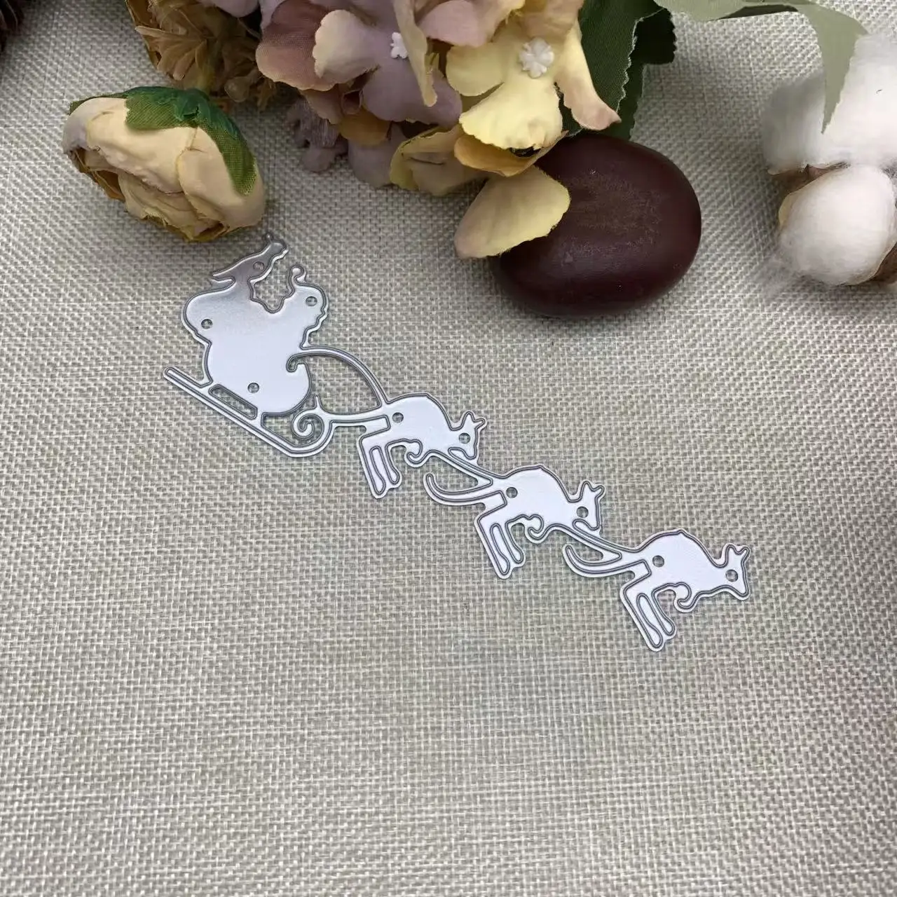 Christmas Sleigh with Kangaroos Metal Cutting Dies DIY Holiday Scrapbooking Card Making Craft Die Cuts