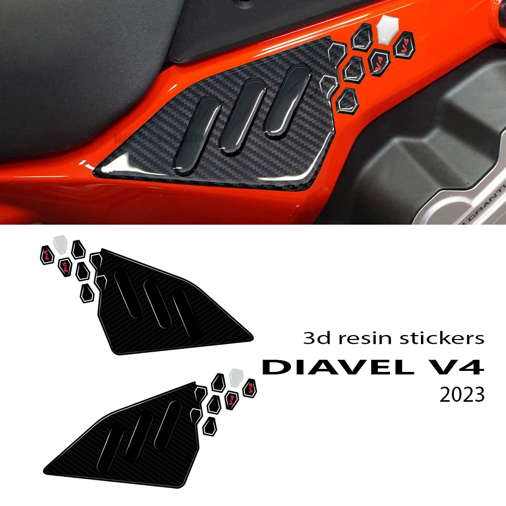 

3D Stickers Motorcycle Accessories Side Area Protector 3D Epoxy Resin Sticker Kit for Ducati Diavel V4 2023-