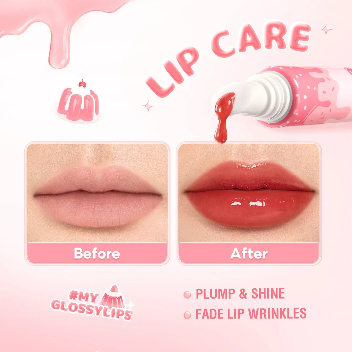 PINKFLASH Watery Glow Hydrating Lip Glosses Long-lasting Moisturizing Liquid Lipstick Lightweight Lip Tints Makeup Cosmetics