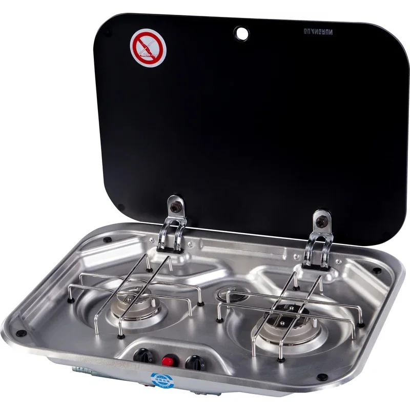 TYTXRV RV Kitchen Accessories 2 Burners Gas RV Stove Stainless Steel Material With Tempered Glass Cover