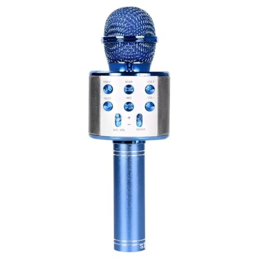 

Wireless Bluetooth Karaoke Microphone Portable Handheld Mic Speaker 3-in-1 for All Smartphones Gifts Blue