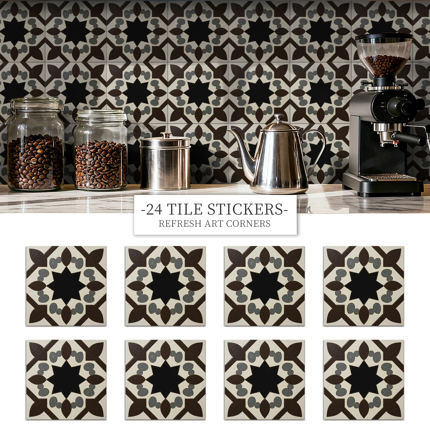 

36 self-adhesive PVC tile stickers, kitchen and bathroom use self-adhesive splash proof stickers for home decoration