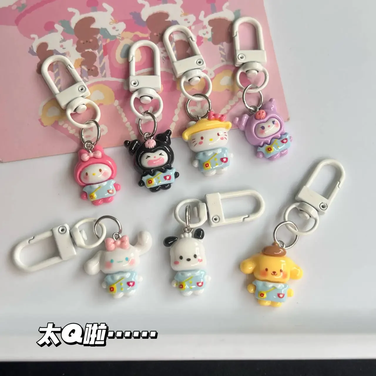 Cute Sanrio Hello Kitty Keychain Cartoon Anime Backpack Pendant Fashion Accessories Keyring Charms Jewelry for Friends Gifts