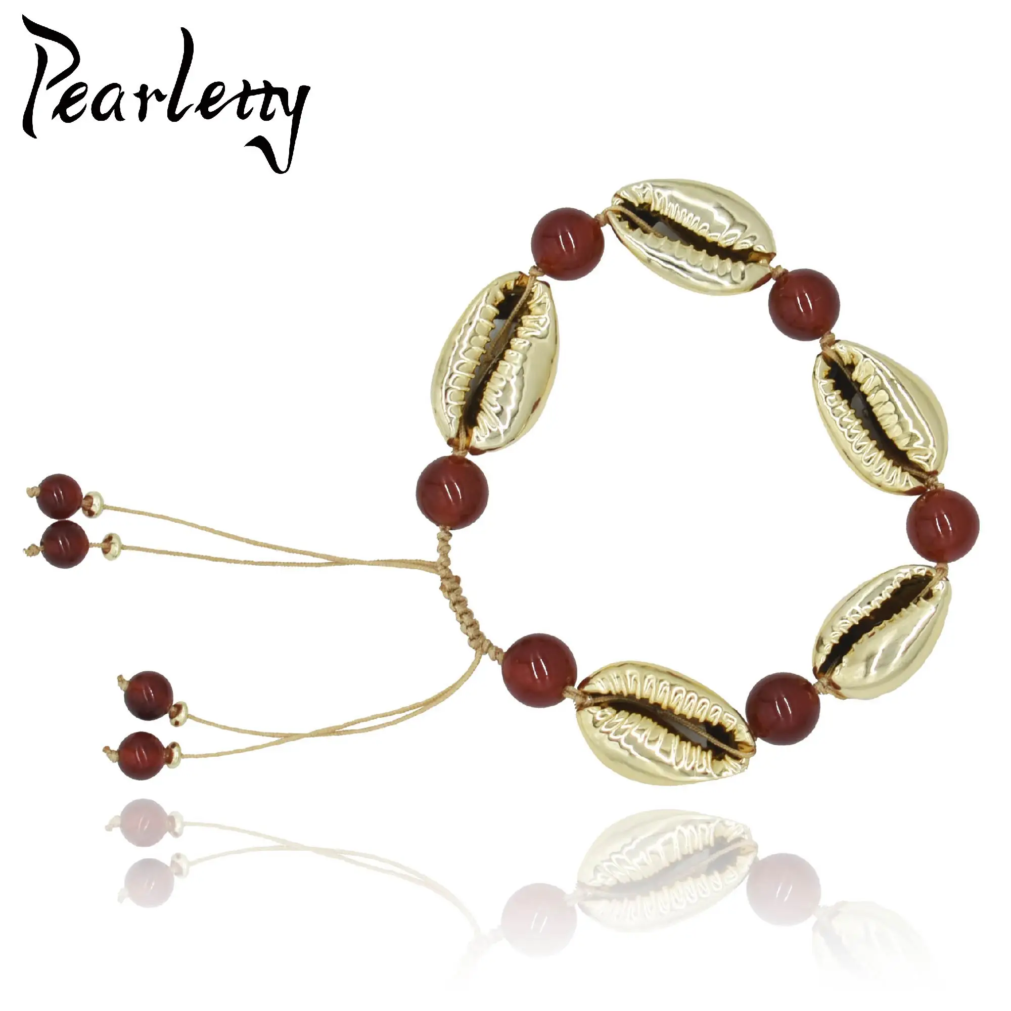 

18K Gold Plated Shell Beaded Bracelet Bohemian Style Handmade Bracelet for Men Women