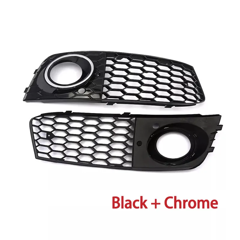 Front Bumper Fog Light Comb Grilles For Audi A4 B8 RS4 Style Refitted 2009 2010 2011 2012 Grill ABS Grille Car Part Intake Cover