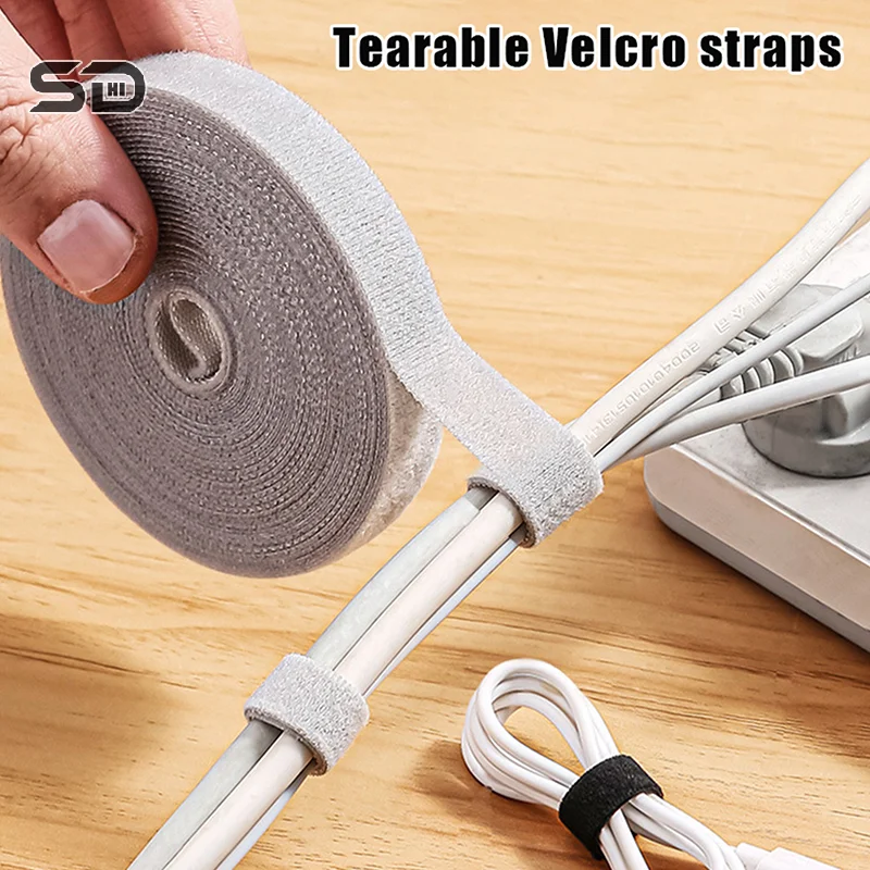 5m Reusable Cable Organizer Desk Wire Cable Winder Tie Organizer Data Line Protection Wire Straps Tape Storage Accessories