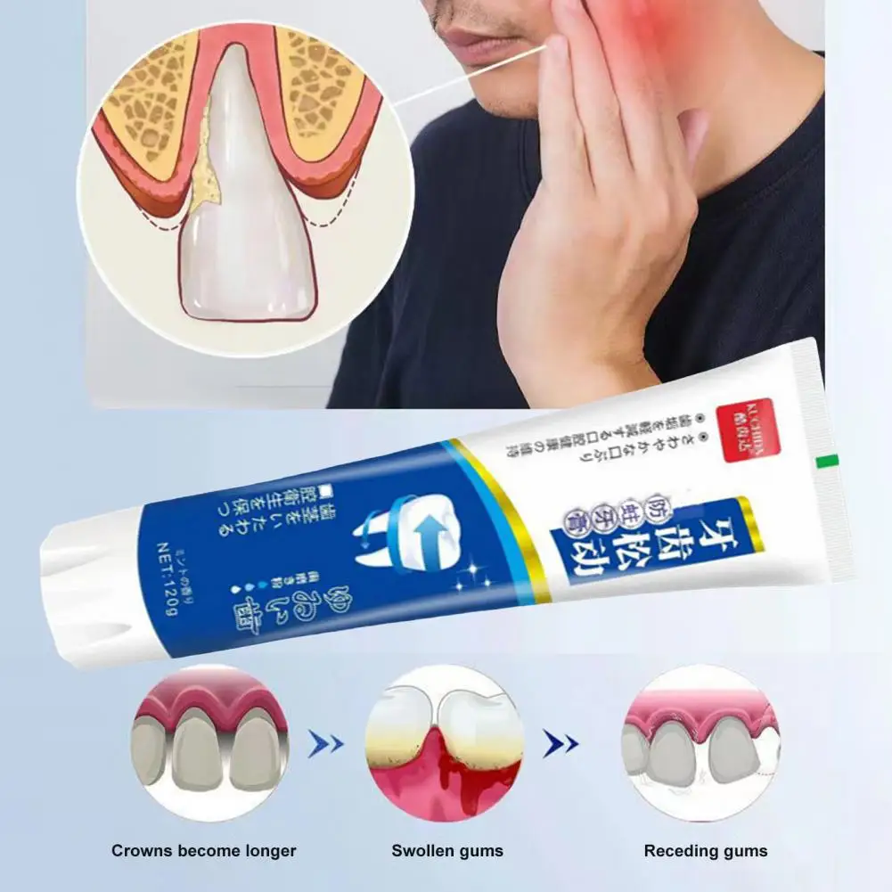 Creme dental eficaz do reparo da goma, impede a cárie dentária, sangramento, inchaço, prevenção, remoção de mancha, clareamento