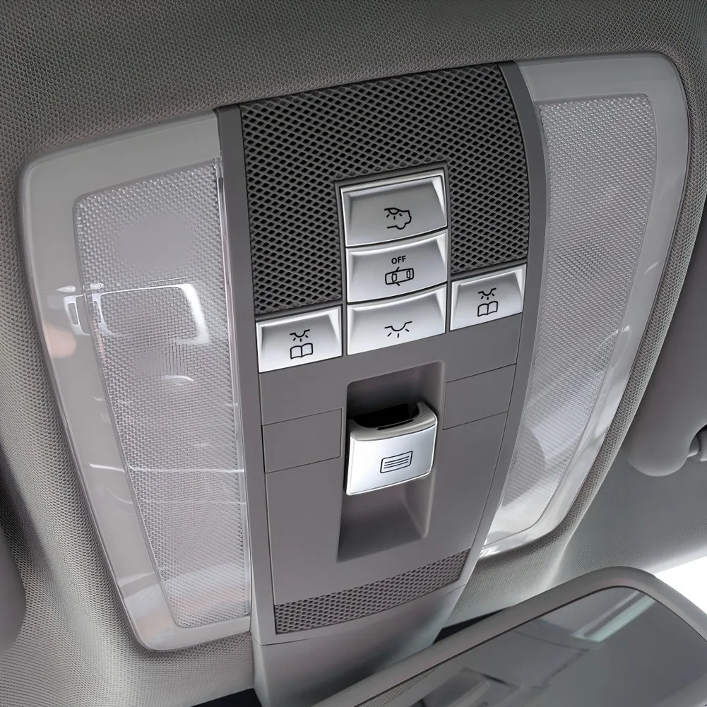 

6/8Pcs Stylish Silver Roof Reading Lamp Button Patch For Mercedes For GLK 2008-2015 Roof Reading Lamp Button Patch
