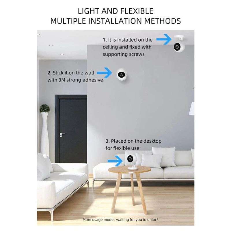 1 ชุด Wifi HD กล้องเครื่องบันทึกเสียงการตรวจจับการเคลื่อนไหวภายในบ้านการเฝ้าระวังกล้องวิดีโอสีขาว