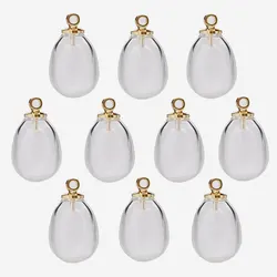 6sets Drop Shape Hollow Glass Ball With Beads Cap Water Drop Glass Pendant Glass Bottle Pendant Handmade Jewelry Accessories