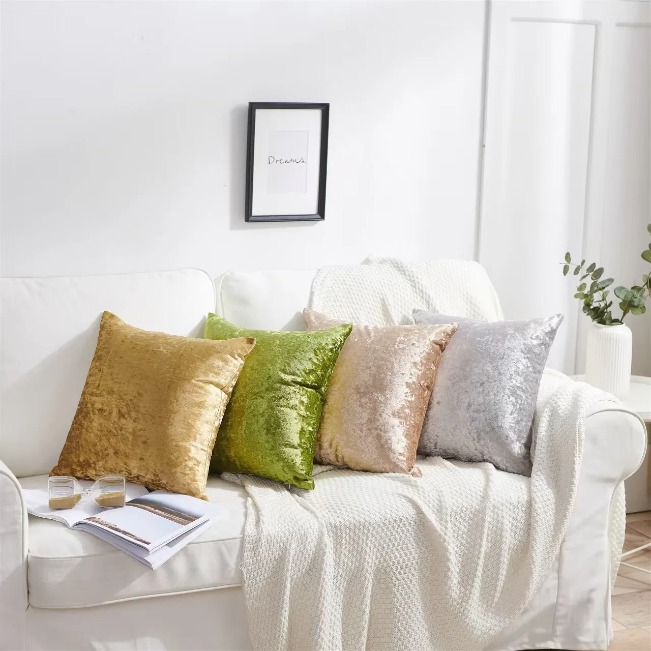 Cushion Cover Pink Pillow Cover For Sofa Crushed Velvet Decorative Pillows Shiny Kussenhoes For Living Room Nordic Home Decor