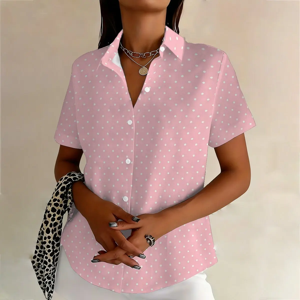 Camisa Lunares Talla Grande Mujer Estampada - alternate angle