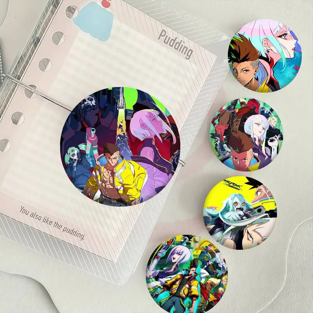 

Anime C-Cyberpunk E-Edgerunners Cartoon Brooches Anime Badge Round Handmade Brooch Lapel Pins Jewelry For Backpack Clothes Gifts