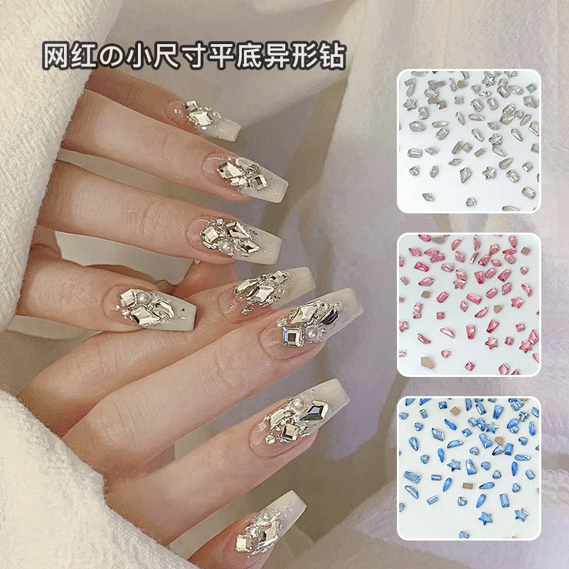 Colorful Small Size Flat Bottom Unique Shape Nail Decorations Sparkling Finger Tip Diamond Adornments Trendy Nail Art Accessorie