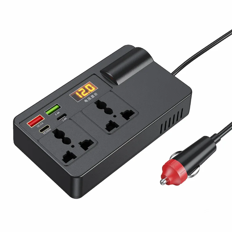 DC 12V/24V to AC 110V/220V Converter USB/PD/Type-C Chargers 200W 7 Ports Sockets Car Inverter Power Adapter Car Inverter QC 3.0 view 3