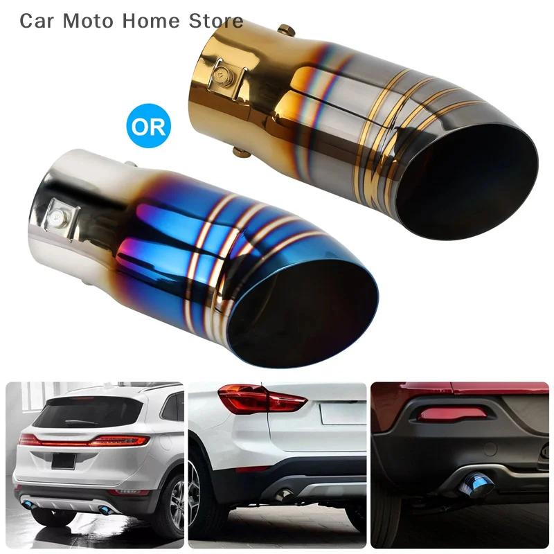 【DM】1Pcs Universal Car Exhaust Muffler High Performance Stainless Steel Straight Through Exhaust Muffler Enhance Sound And Style