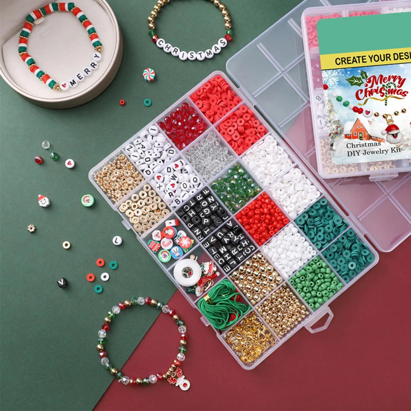 Christmas Jewelry Maker Kit Fun Snowflakes Holiday Supplies Bead Bracelet Making Kit For Birthday Halloween Home Holiday New