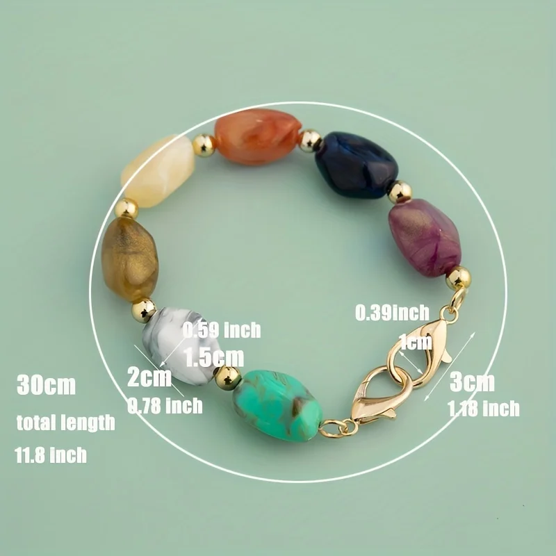 2PCS Updating Color Super Chic Lady Resin Colored Stone Handbag Strap Girls Fashion Big Size FashionBead Wristlet Purse Bag Belt