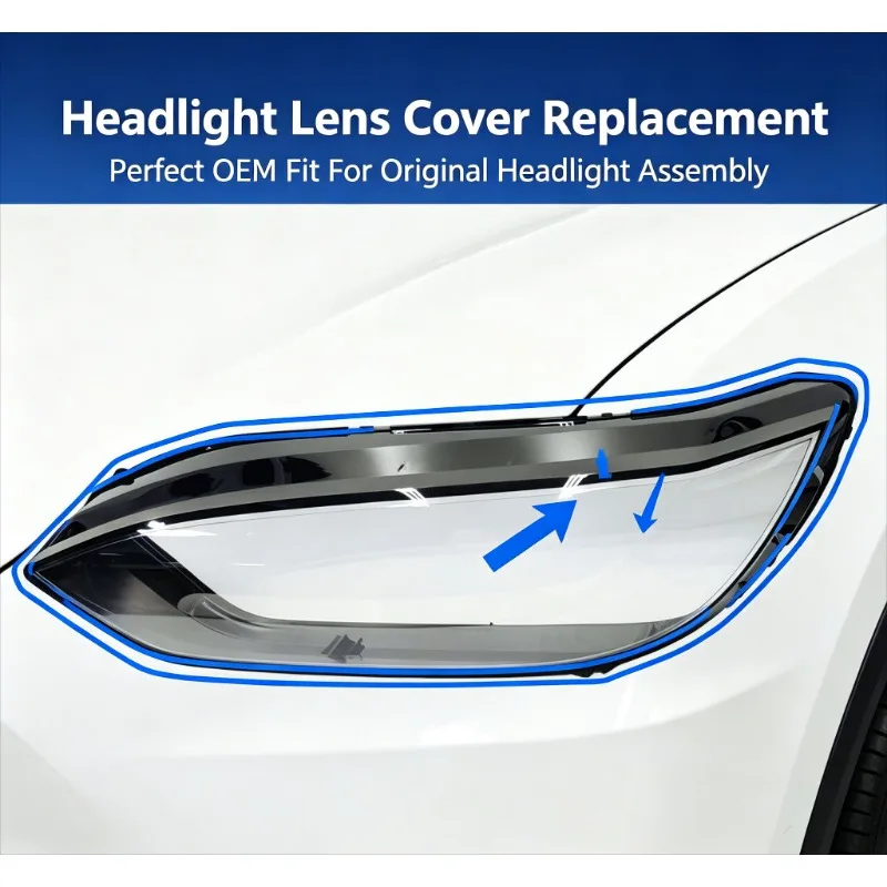 Headlight Lens Cover Compatible With 2016 2017 2018 2019 2020 2021 2022 Model X Left Right Side Replacement Head Lamp