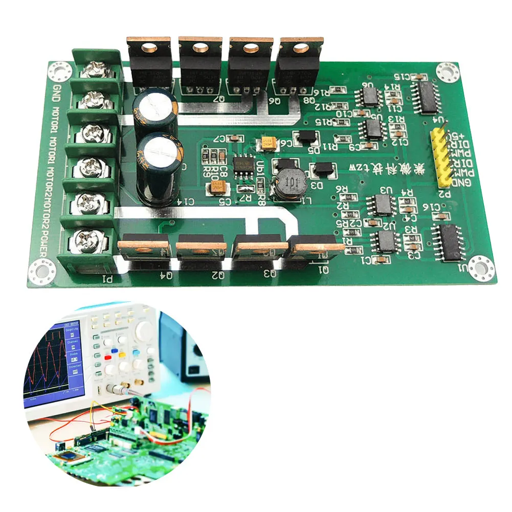 

Плата драйвера двухмоторного привода 10А, пиковая 30А, H-мост, MOSFET, для двигателей постоянного тока 3В-36В, IRF3205, с функцией торможения