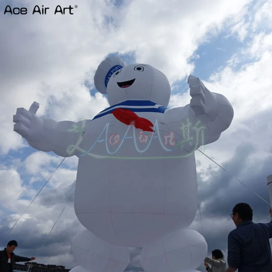 Enorme personaje de dibujos animados Oxford inflable Ghostbuster Stay Puft globo Pop Up Marshmallow Man con pancarta extraíble para AD