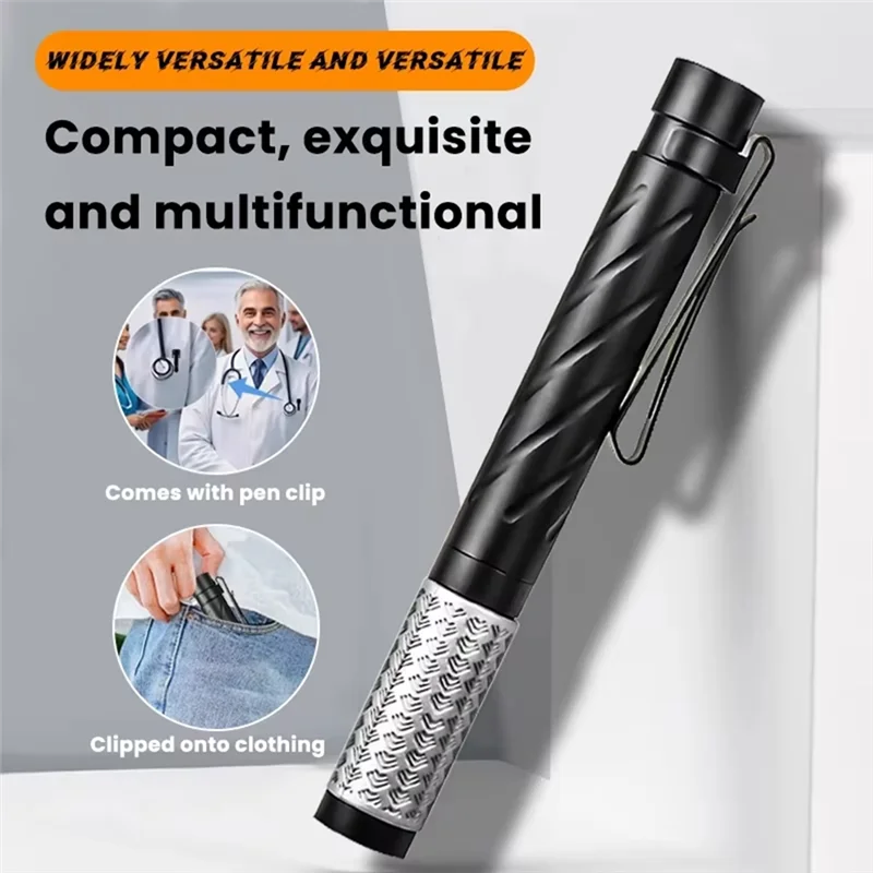 ABJN-Waterproof Bright LED Flashlight Pocket Pen Light 3-Color Flashlights For Outdoor Inspection Work Emergency Use