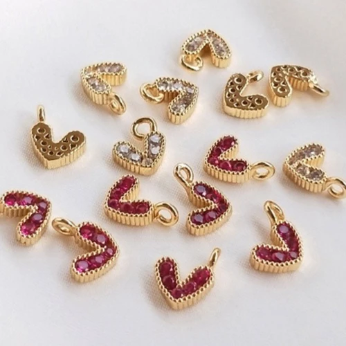 

1 шт. медные подвески 14 К золото цвет инкрустированный цирконом цвет цирконий кулон в форме сердца любви DIY браслет ручной работы ювелирные аксессуары