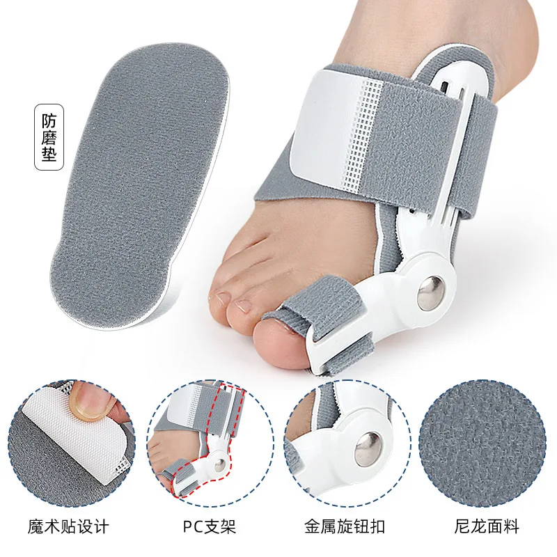 Adjustable Bunion Corrector Toe Separator Hallux Valgus Splint with Anti-wear Pad for Big Toe Protection Day Night Use