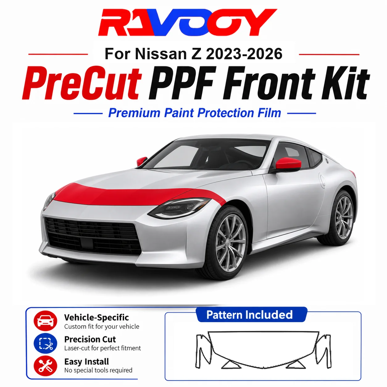 

8.5mil TPU Precut PPF Kit For Nissan Z 2023-2026 - Hood, Partial Fenders & Full Mirror Set - Self-Healing Gloss Clear Bra Film