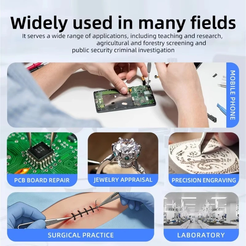 3.5-90 X Trinocular Stereo Microscope HDMI USB 360 ° Rotating Bracket Mobile Phone PCB Watch Repair Photo Measurement 4