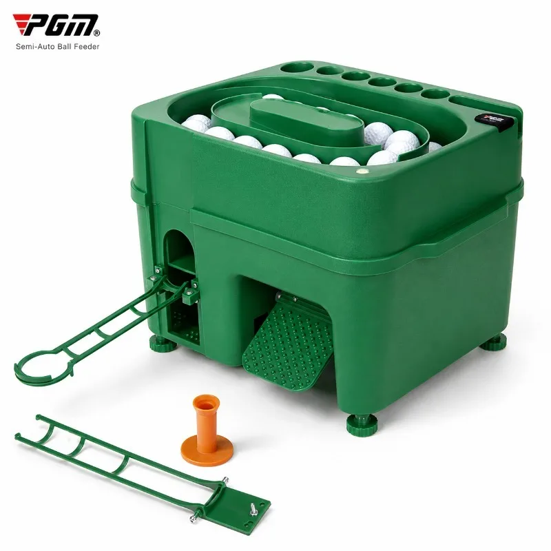 PGM Golf Semi Automatic Ball Feeder 50 Ball Capacity 6 Club Holder Phone Stand Dual Output Practice Machine JQ021