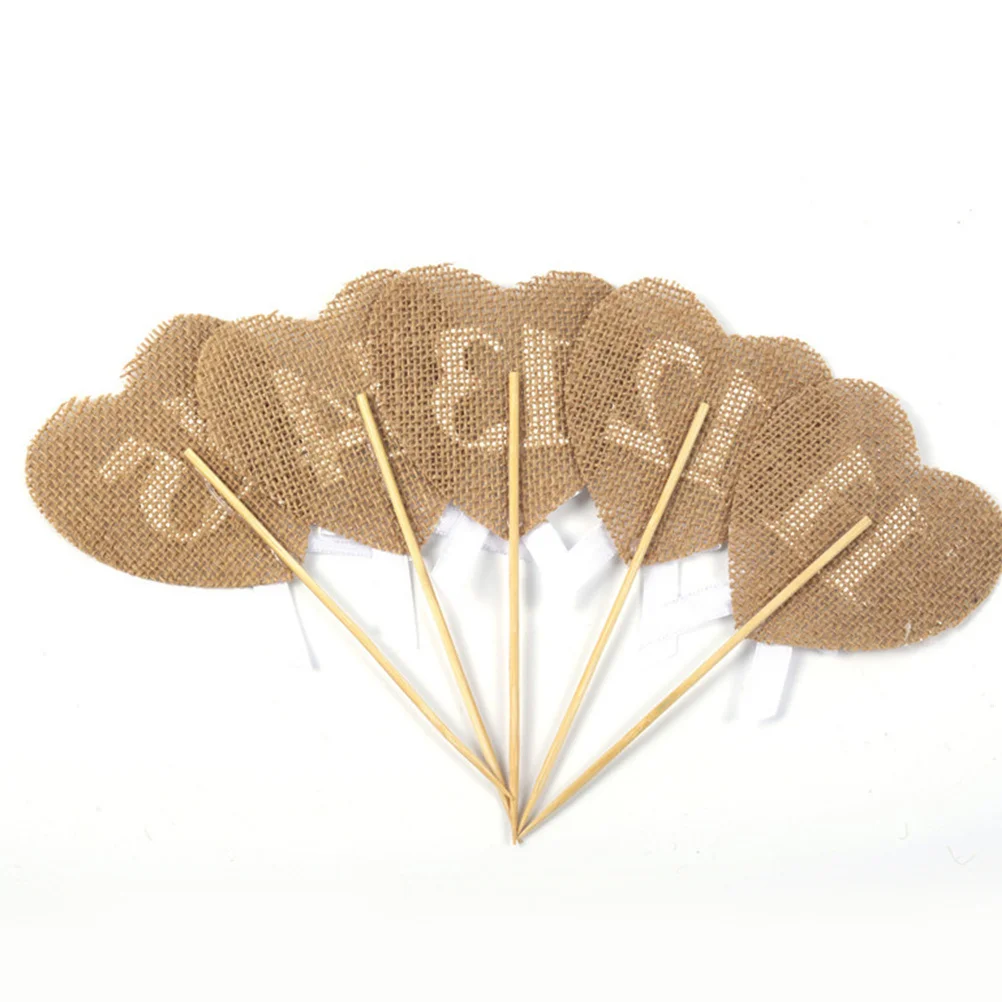 

10pcs Digital Flag Heart Table Number Markers Vintage Burlap Wedding Decor Rustic Jute Numbers 1-10 Party Seating Signs