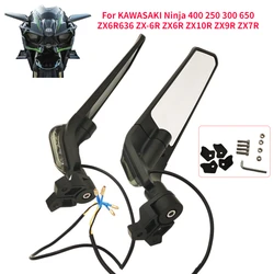 For KAWASAKI Ninja 400 250 300 650 ZX6R636 ZX-6R ZX6R ZX10R ZX9R ZX7R Retroviseurs Moto Wind Wing Rearview Mirror With Light
