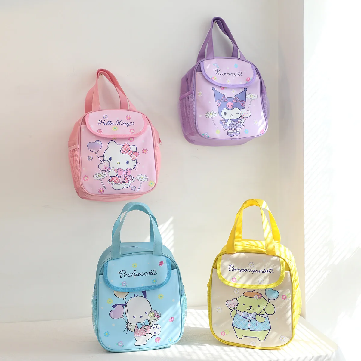 New Hello Kitty Lunch Bag Cartoon Sanrio Insulated Bag studenti borsa per il pranzo Tote di grande capacità con borsa per il pranzo con tasca laterale