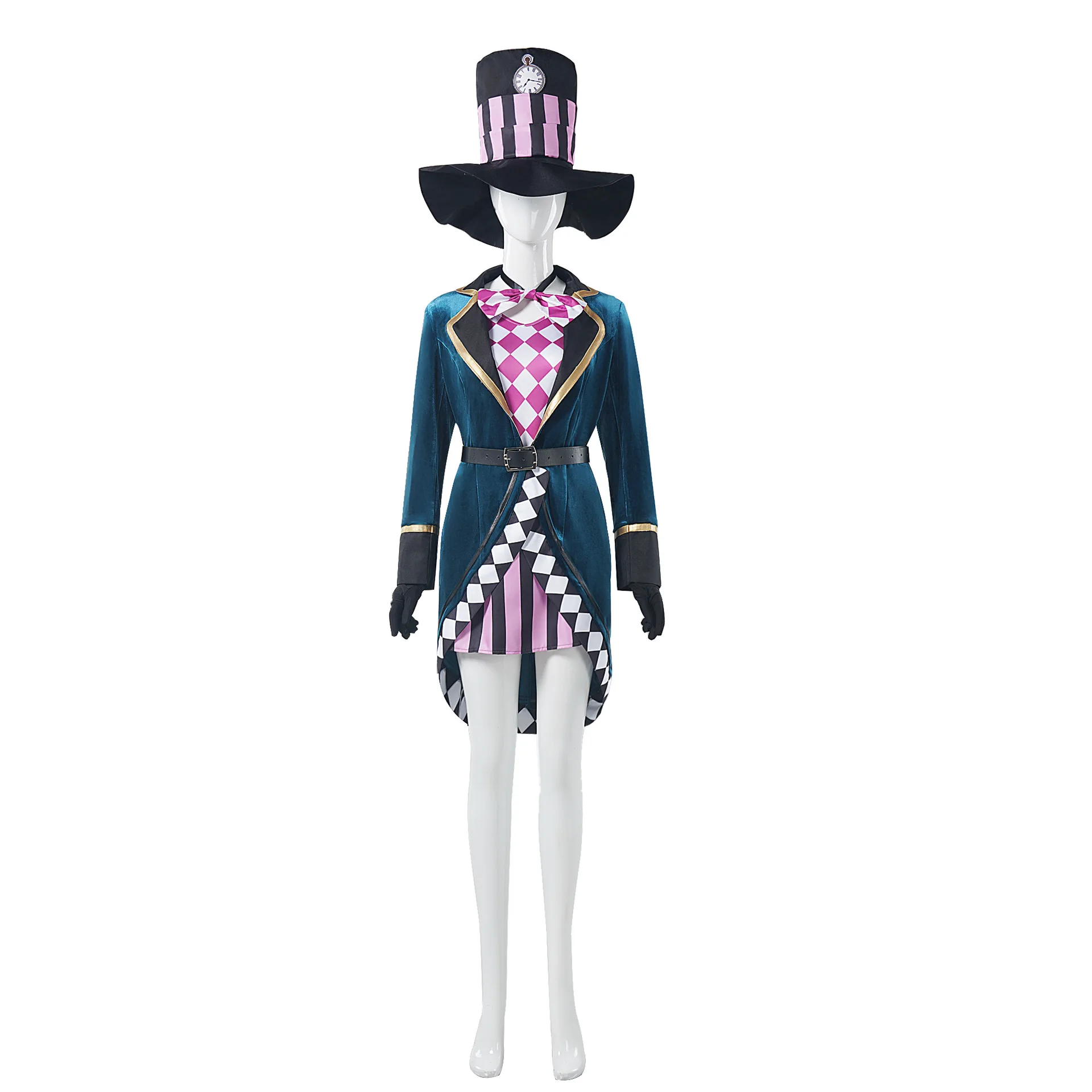 

Alice In Wonderland Cosplay Hat And Costume Mad Hatter Girl's Magician Performance Costume